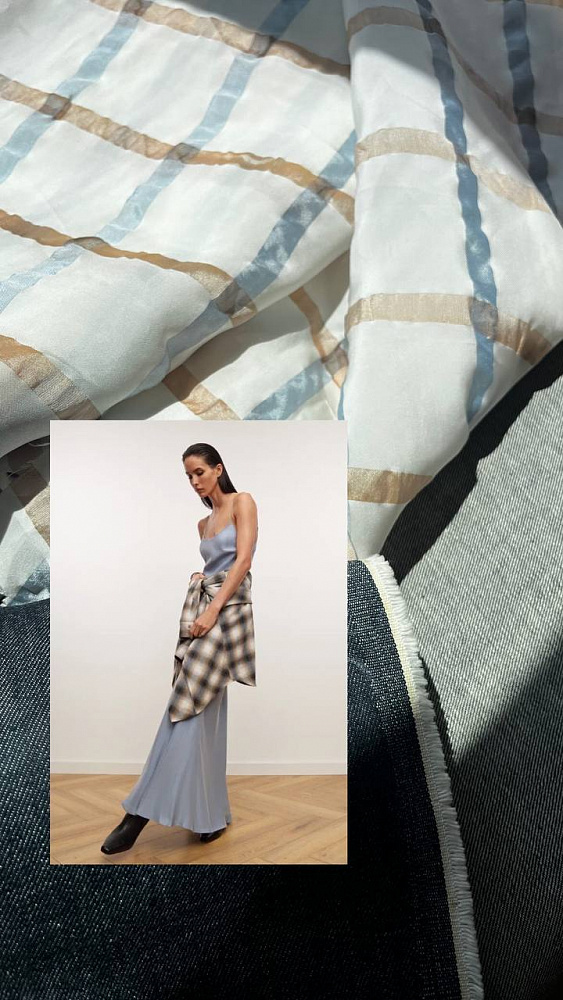 картинка Плательная вискоза в среднюю клетку от Stella McCartney от магазина