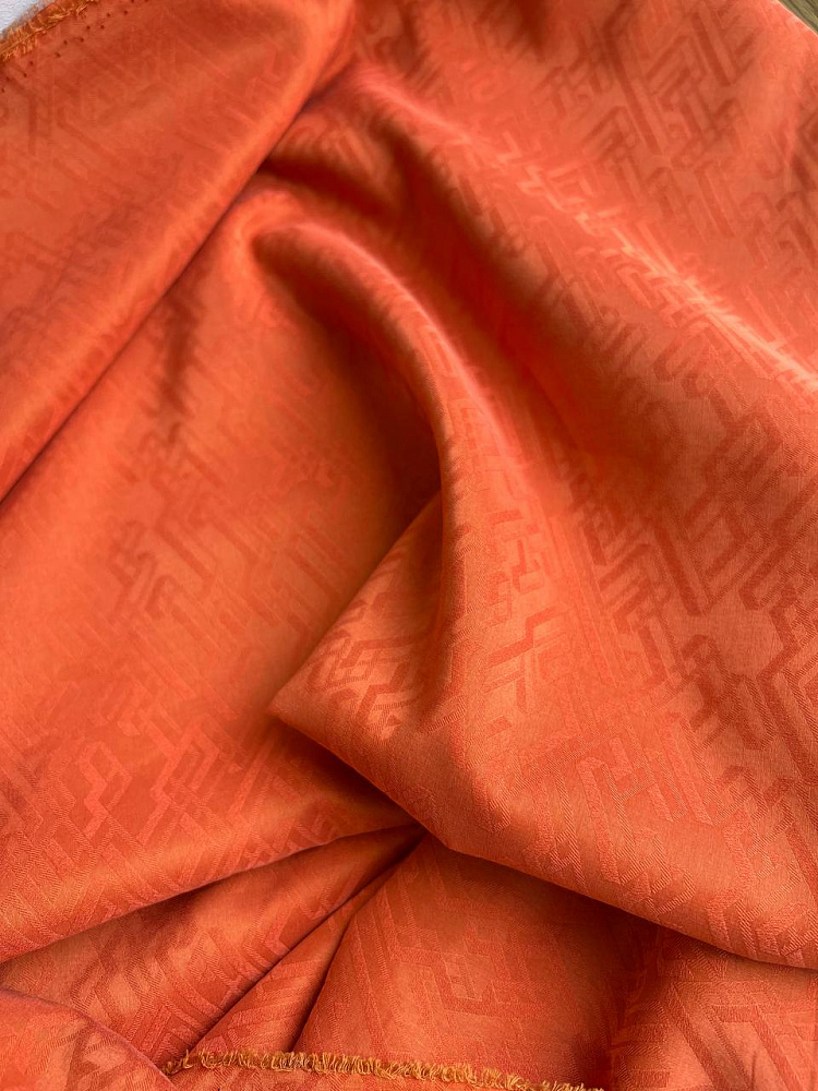 картинка Плательный жаккардовый шелк от Hermes в оранжевом цвете от магазина